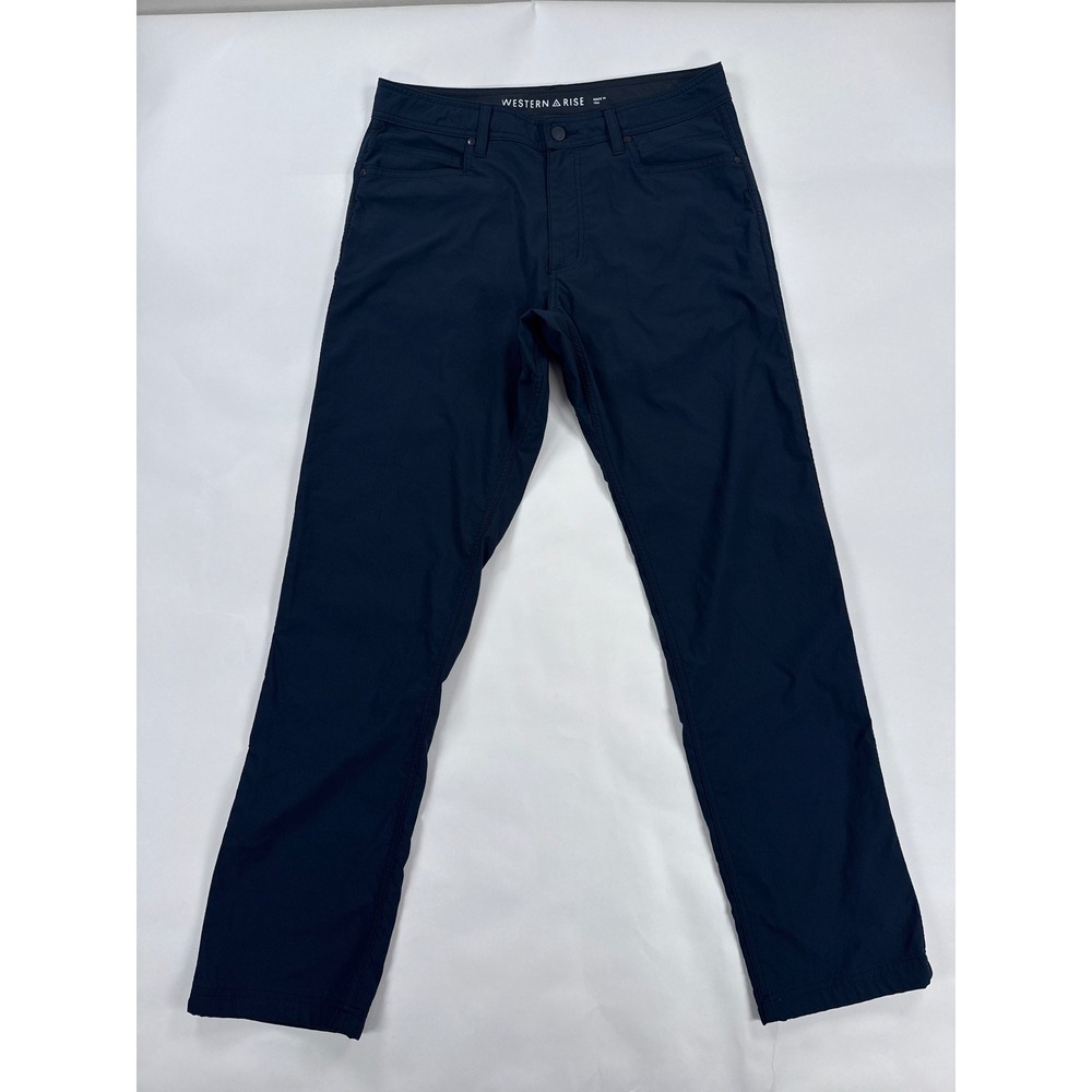 Western Rise Mens Evolution Pant 32 Navy Slim Straight Travel Techwear Chino